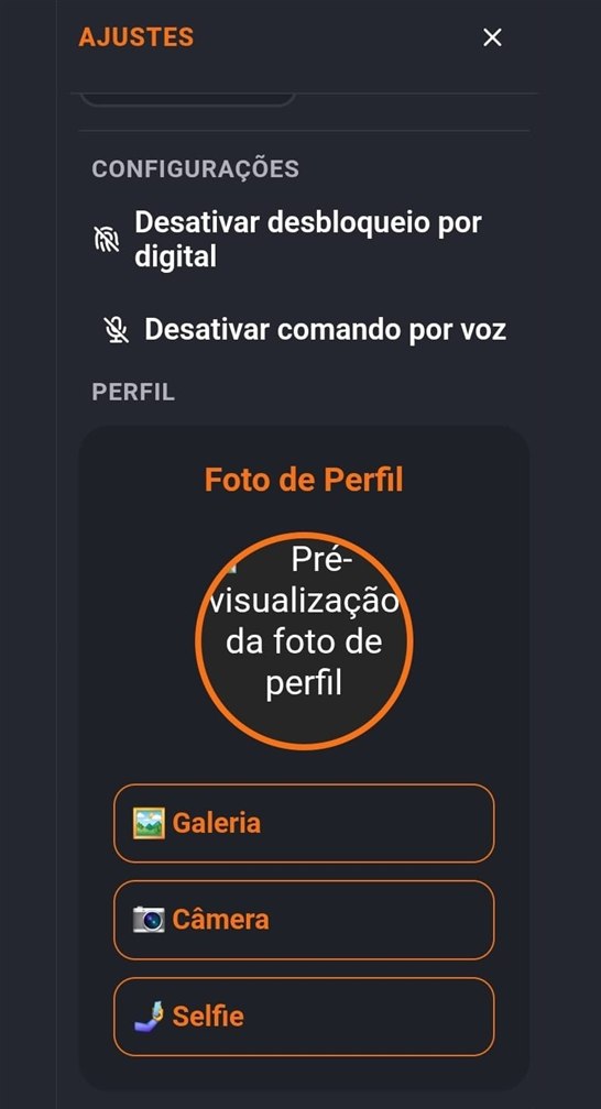 Ajustes: configurações, foto de perfil e atalhos